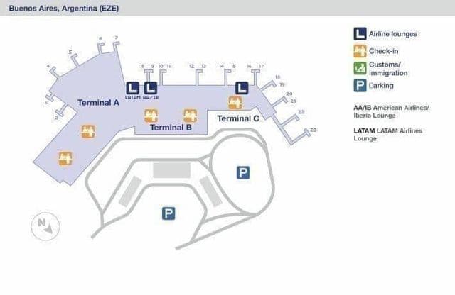 Mapa do terminal do aeroporto de Buenos Aires