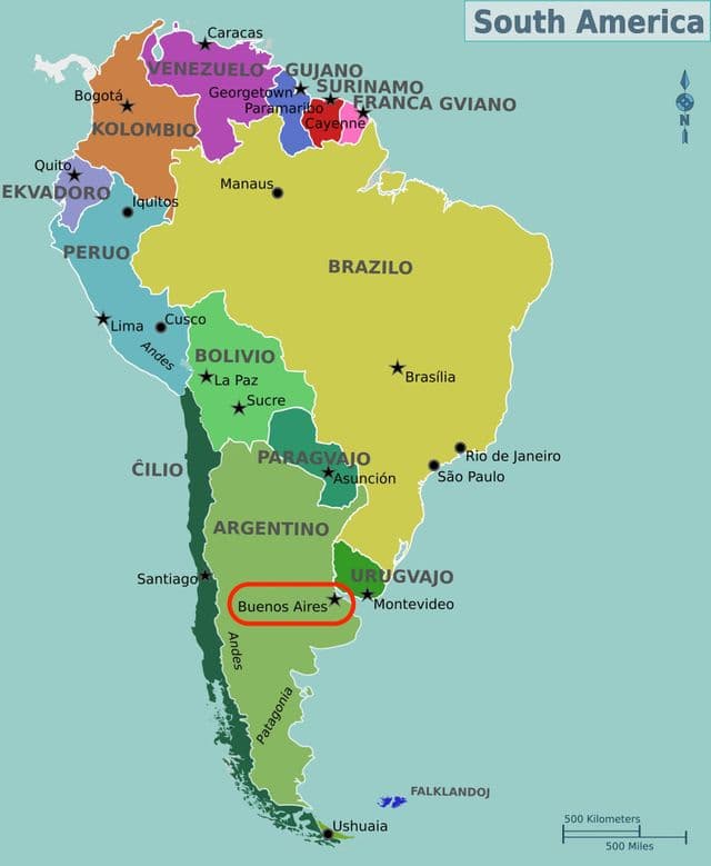 Buenos Aires on Argentina map