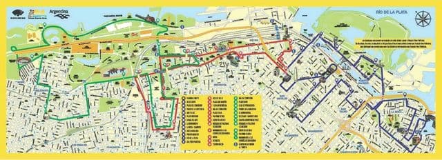 Mapa de viagens de ônibus Buenos Aires Hop On Hop Off