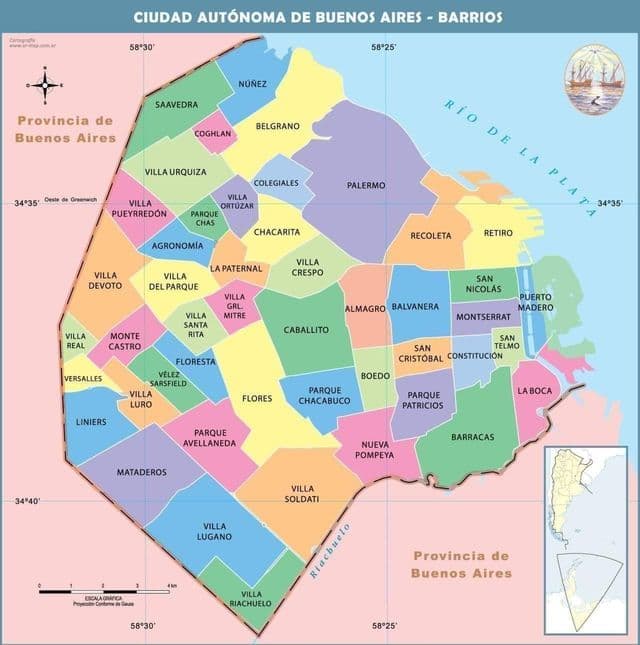 Mapa dos bairros de Buenos Aires