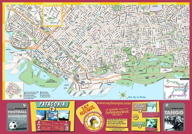 Mapa dos passeios a pé em Buenos Aires