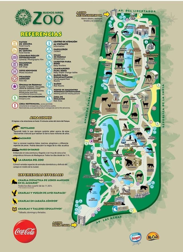 Mapa do Parque Zoológico de Buenos Aires